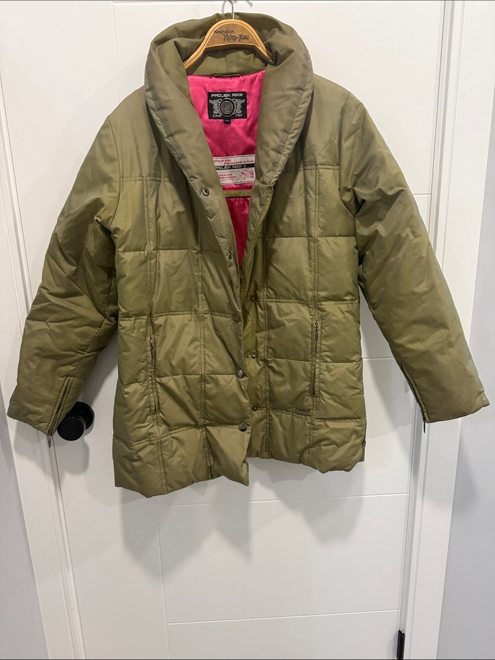 Projek Raw Olive Green Puffer Jacket with Pink Lining size large - Picture 5 of 9